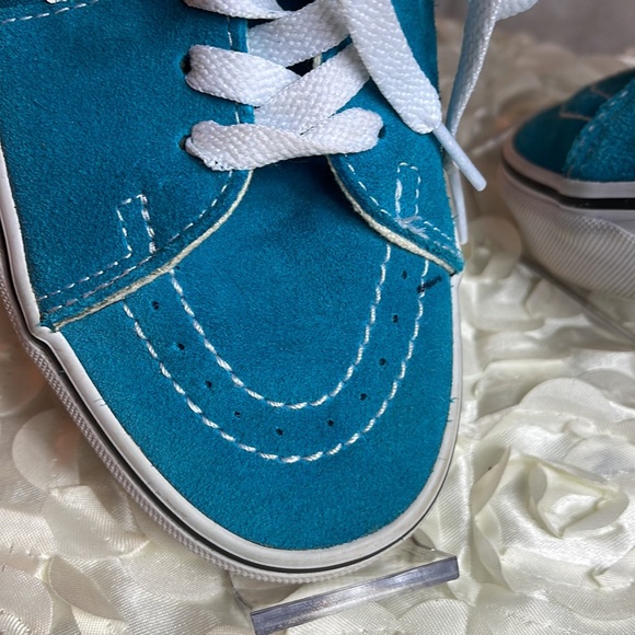 Vans of the wall Turquoise High Tops Sz skateboard shoe wmn size 6 men size 4.5 - Picture 3 of 8